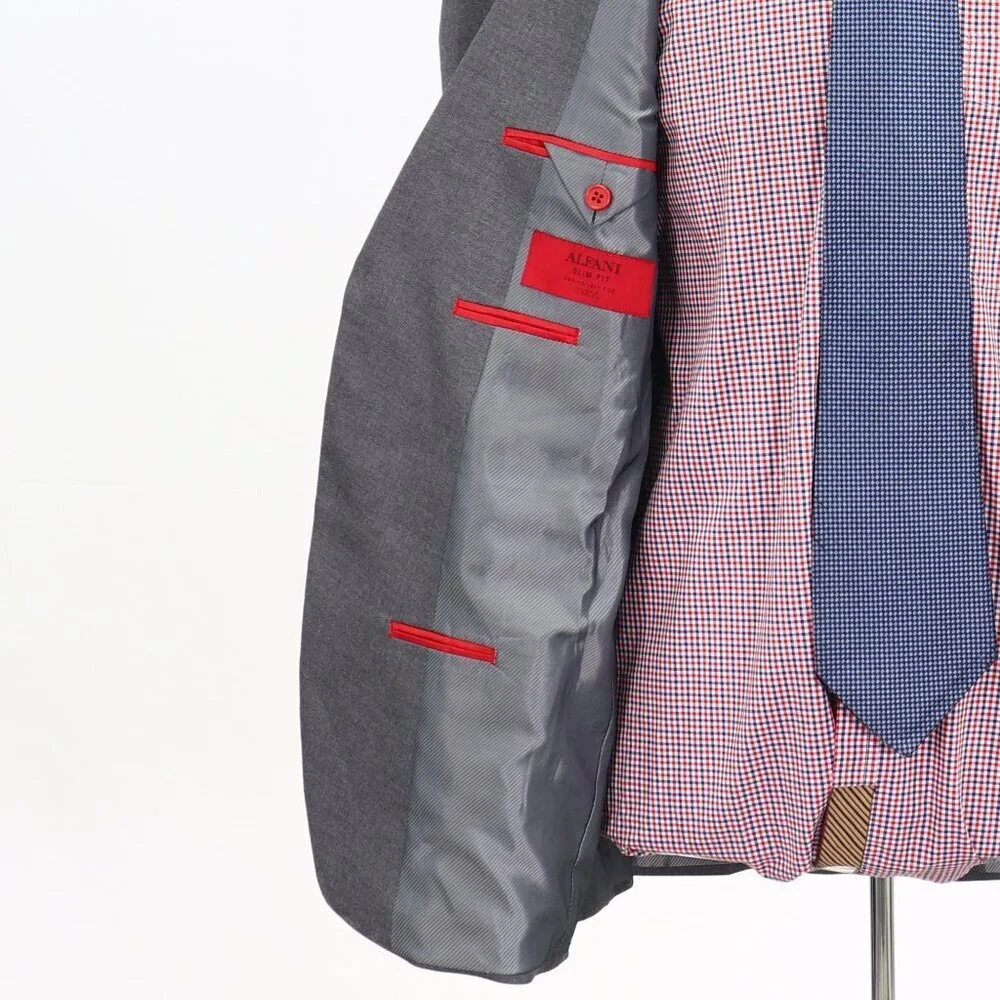 Alfani 40S Gray Solid 2-Button Sport Coat Blazer Jacket W029